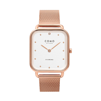 Como Milano Square Ladies Diamond Watch with Mesh Strap